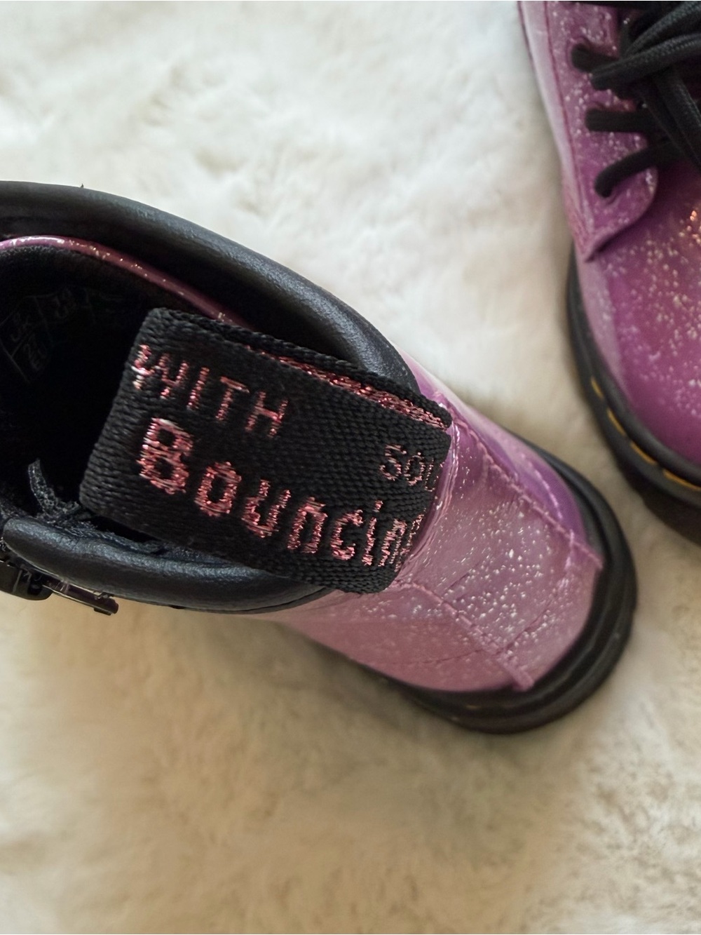 Dr. Martens | NWOT - 1460 Junior Glitter Lace Up Boots - Pink - Size 10 - Picture 9 of 9